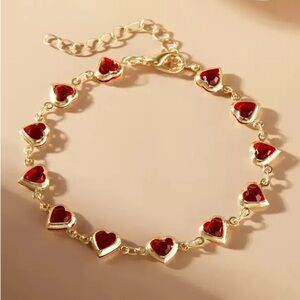 🔴 Ruby Red Heart Bracelet